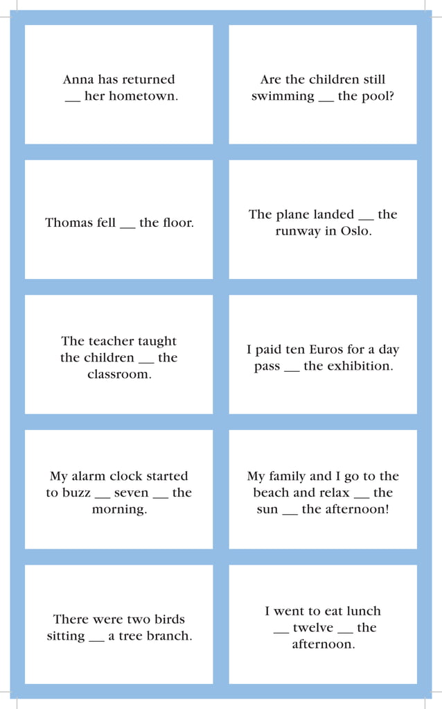 Prepositions flashcards 4 | PDF