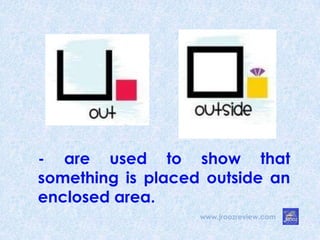 www.jroozreview.com
- are used to show that
something is placed outside an
enclosed area.
 