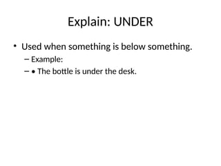 Undere Examples Interactive English Lesson Plan on Prepositions: In, On, Under, Near ...
