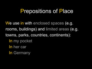 Prepositions of Place and Movement | PPT