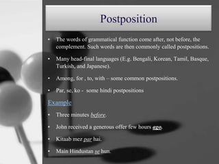 Prepositions & postpositions | PPT