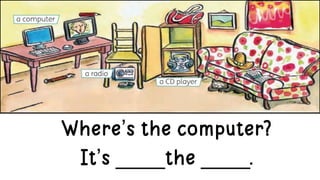 Where’s the computer?
It’s ____the ____.
 