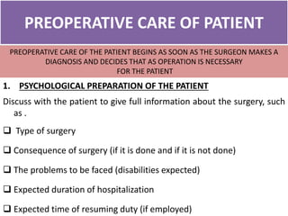 Pre & post operative nursing care | PPTX
