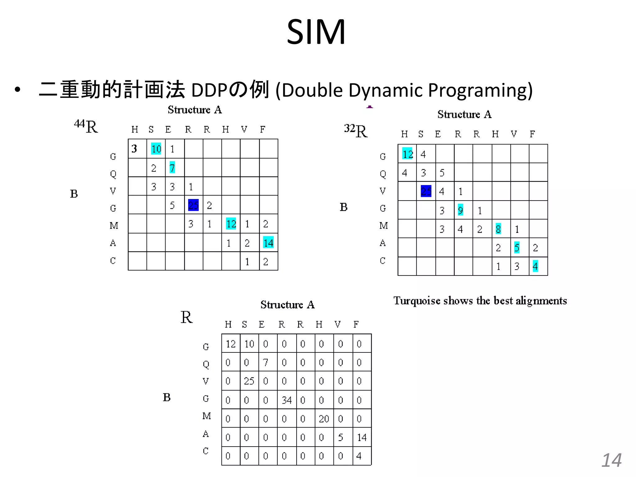 SIM
• 二重動的計画法 DDPの例 (Double Dynamic Programing)
14
 