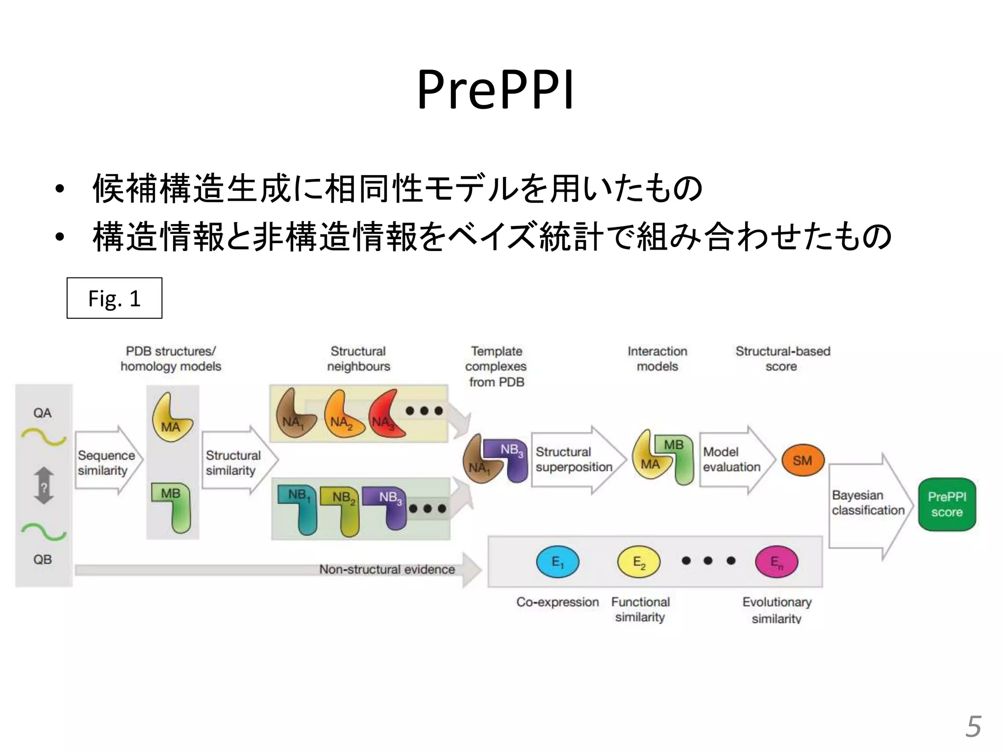 PrePPI
5
Fig. 1
• 候補構造生成に相同性モデルを用いたもの
• 構造情報と非構造情報をベイズ統計で組み合わせたもの
 