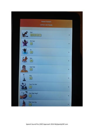 Speech Sound Pics (SSP) Approach 2014 MySpeedySSP.com
 