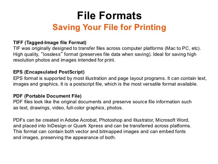 Prepress and File Formats Preparing Images for Print