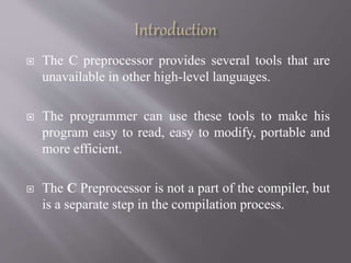Preprocessor | PPTX | Programming Languages | Computing
