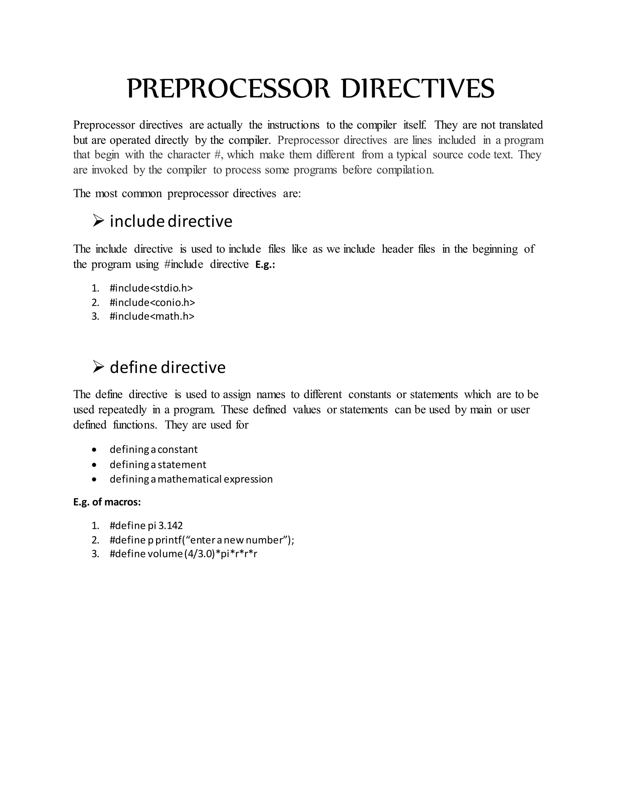 Preprocessor directives | PDF