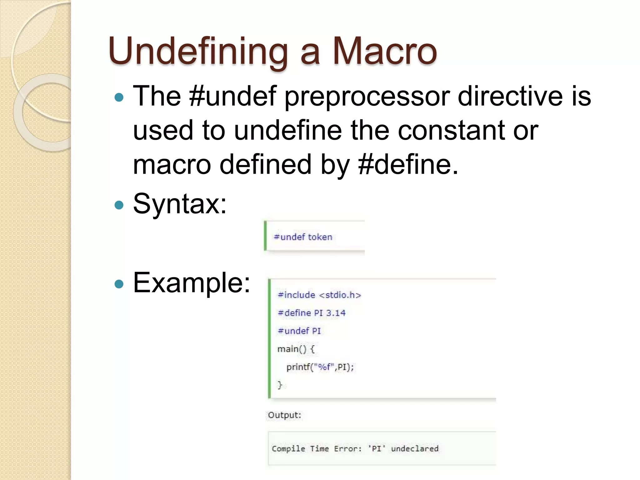 Preprocessor directives in c language | PPT