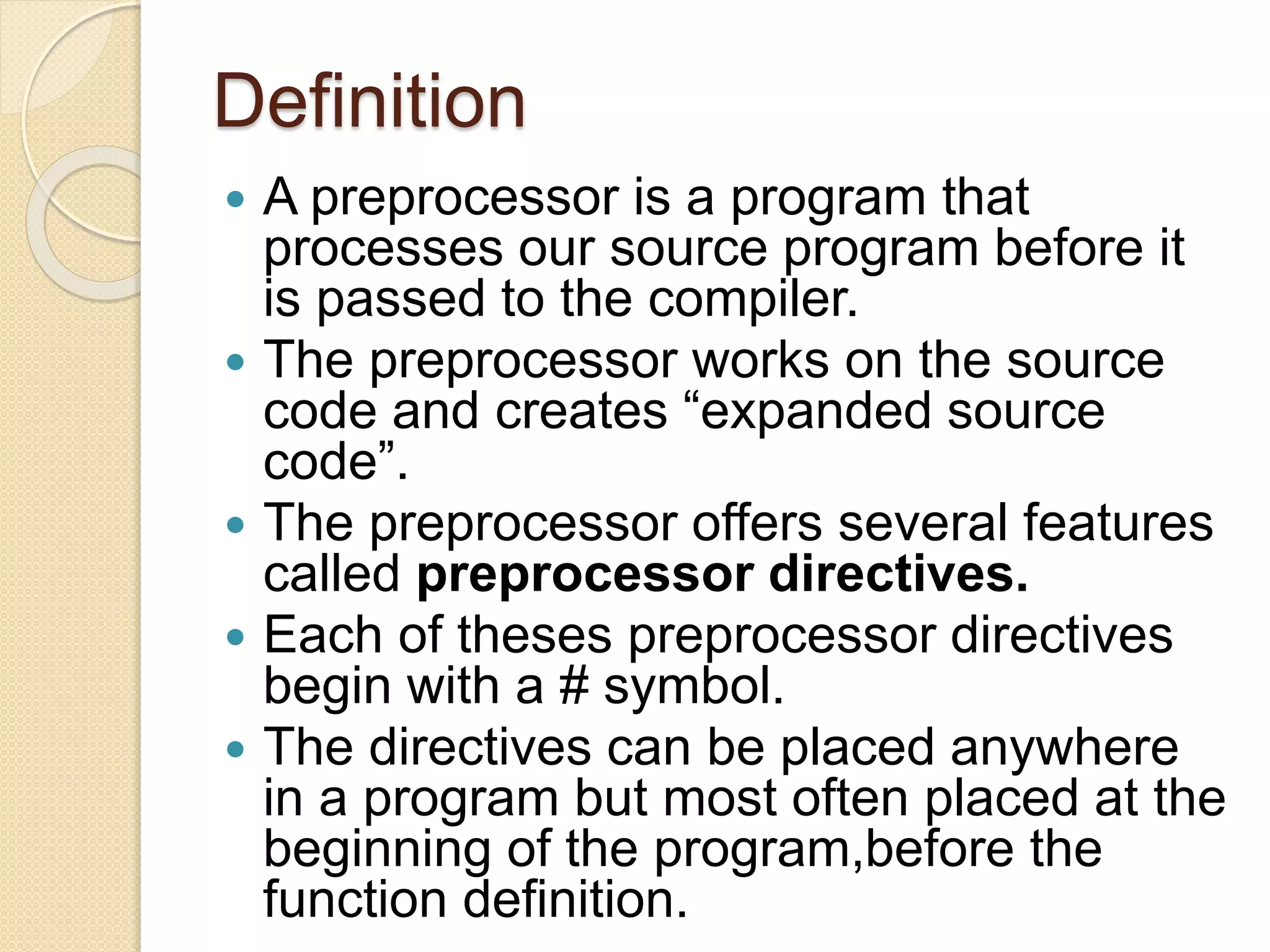 Preprocessor directives in c language | PPTX