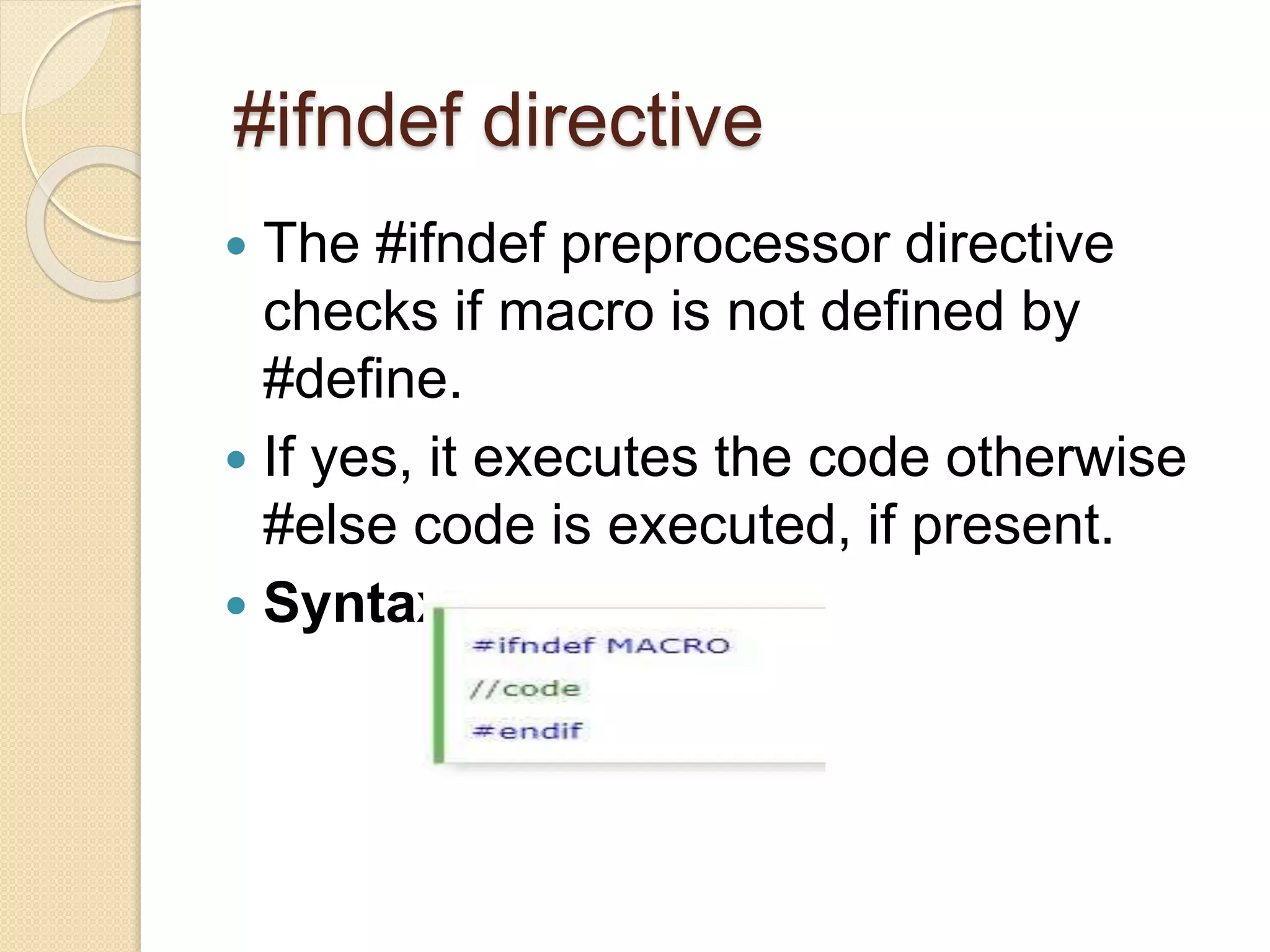 Preprocessor directives in c language | PPT
