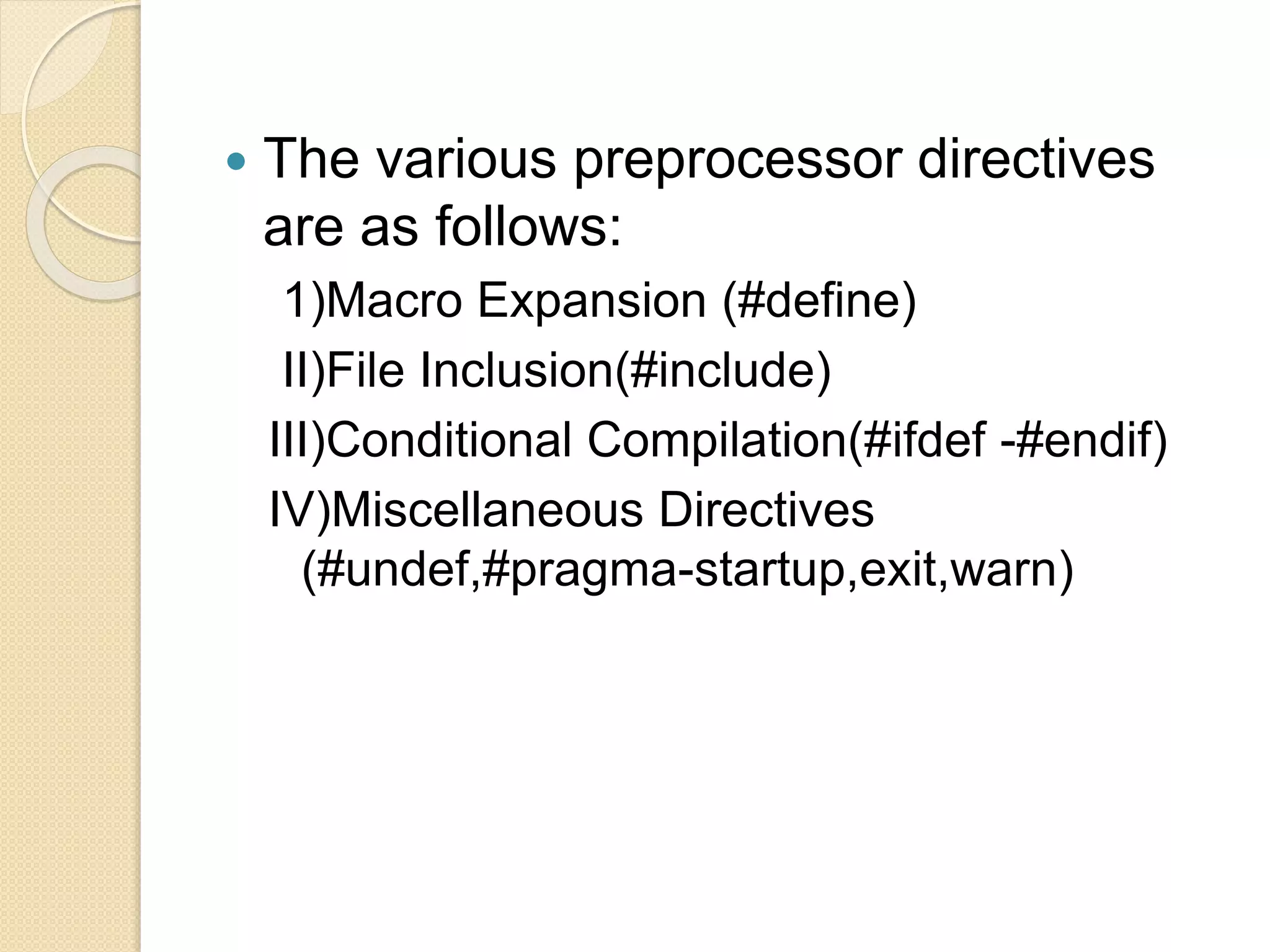 Preprocessor directives in c language | PPTX