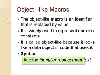 Preprocessor directives in c language | PPTX