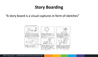 Story Boarding
“A story board is a visual captures in form of sketches”
 