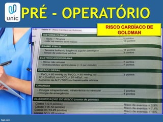 PRÉ - OPERATÓRIO
RISCO CARDÍACO DE
GOLDMAN
 