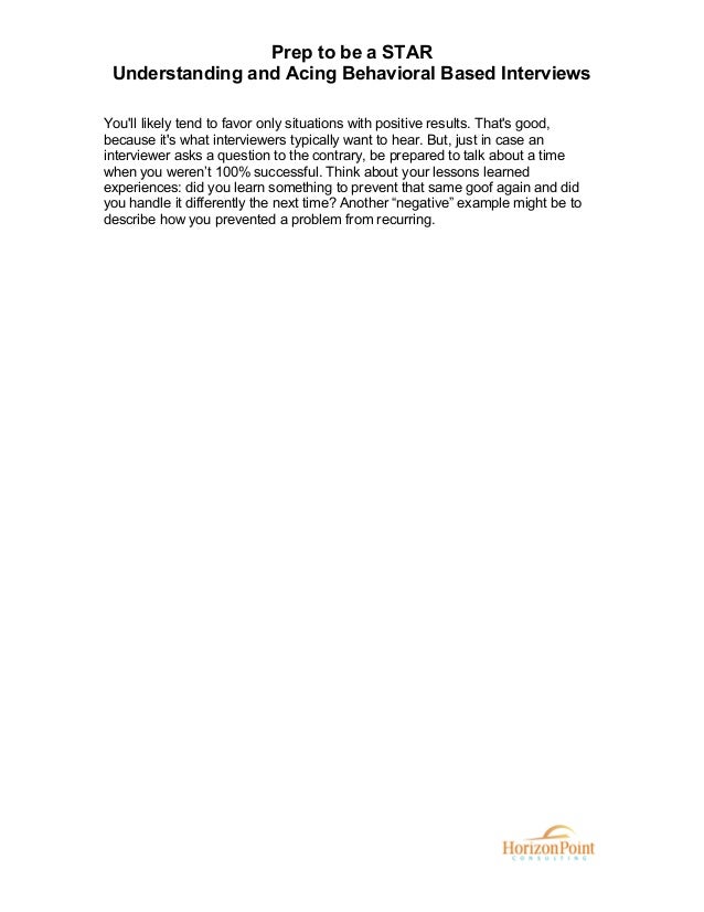 behavioural based interviewing
