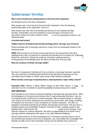 Termite Report Example Pre Purchase Building And Pest Inspection Sample Report - Housecheck ...