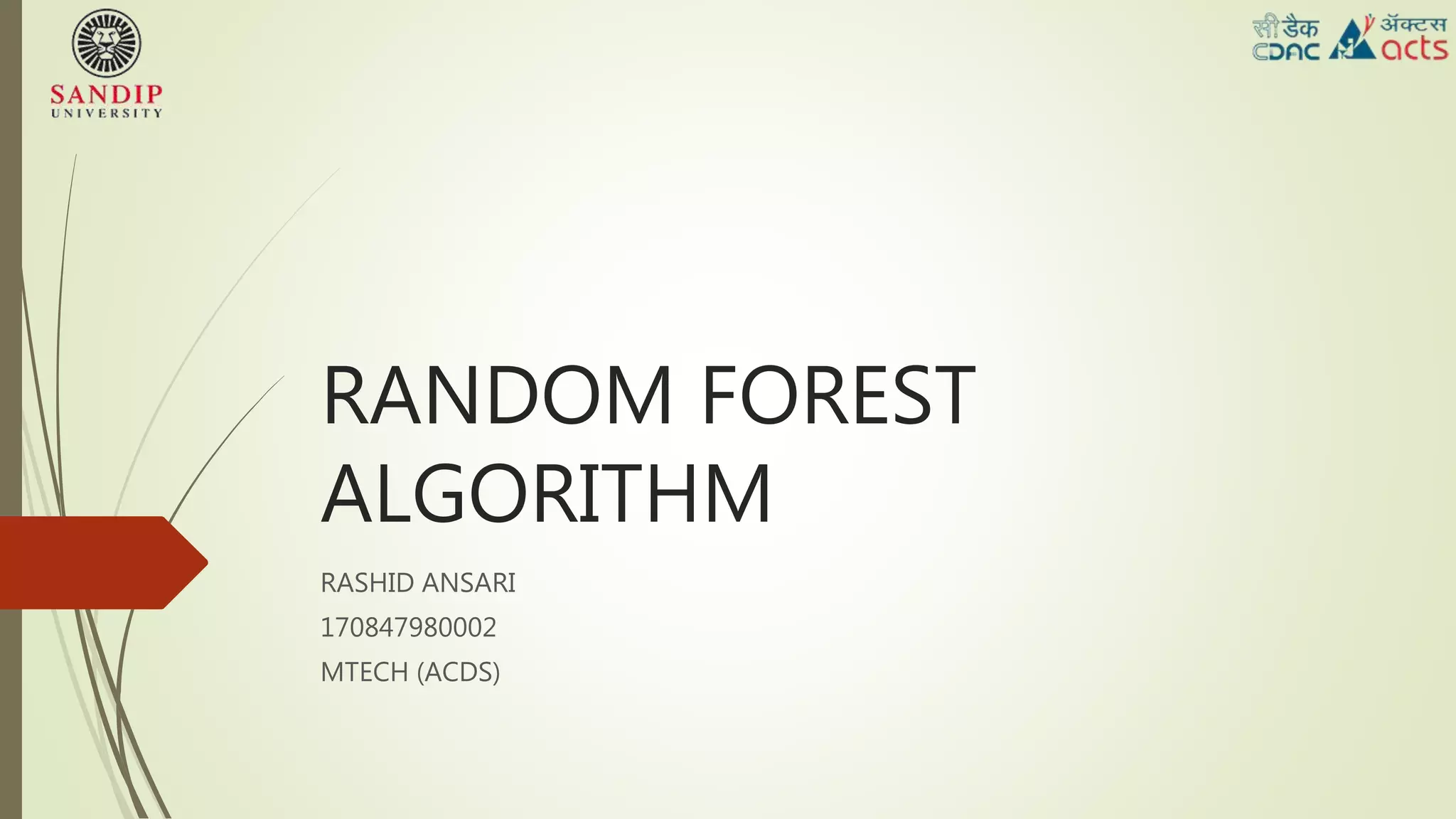 Random forest algorithm | PPT