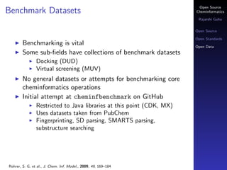 Open Source
Benchmark Datasets                                                     Cheminformatics

                      ...
