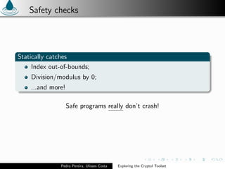 Exploring the Cryptol Toolset