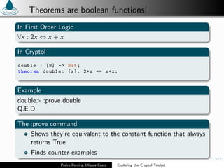 Exploring the Cryptol Toolset