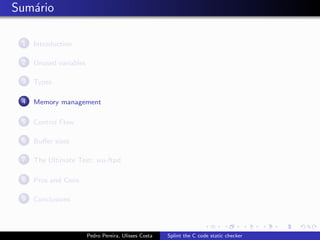 Splint the C code static checker