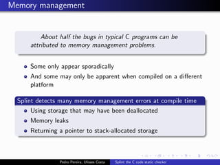 Splint the C code static checker