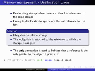 Splint the C code static checker