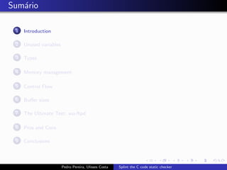 Splint the C code static checker
