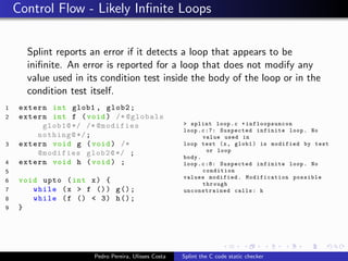 Splint the C code static checker