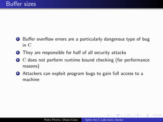 Splint the C code static checker