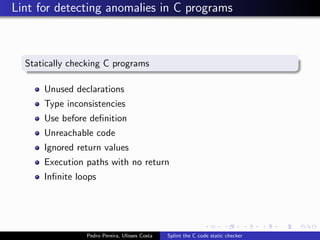 Splint the C code static checker
