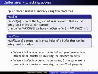 Splint the C code static checker