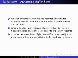 Splint the C code static checker