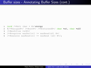 Splint the C code static checker