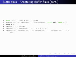 Splint the C code static checker