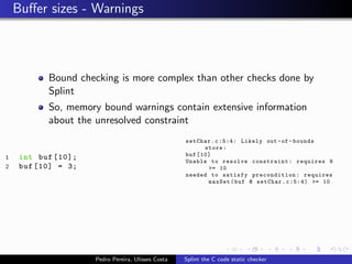 Splint the C code static checker
