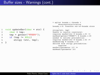 Splint the C code static checker