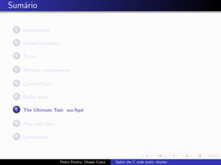 Splint the C code static checker