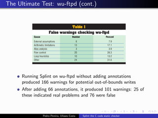 Splint the C code static checker