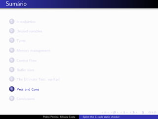 Splint the C code static checker