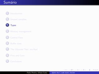 Splint the C code static checker