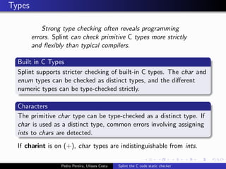 Splint the C code static checker