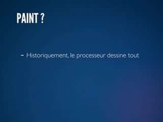 PAINT ?

- Historiquement, le processeur dessine tout
 