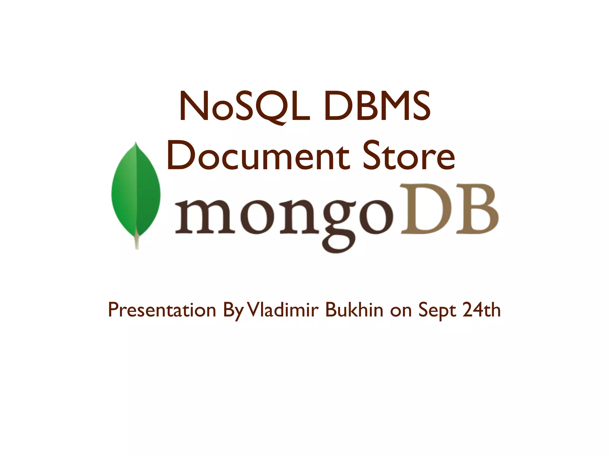 MongoDB NoSQL DBMS | PPT