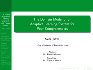 The Domain
 Model of an
  Adaptive
  Learning
 System for
                  The Domain Model of an
Poor Compre-
  henders ...