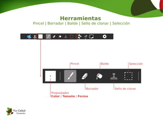 Herramientas
Pincel | Borrador | Balde | Sello de clonar | Selección
 