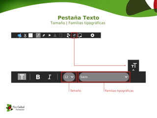 Pestaña Texto
Tamaño | Familias tipográficas
 