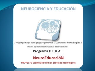 El colegio participa en un proyecto pionero en la Comunidad de Madrid para la
mejora del rendimiento escolar de los alumnos.
Programa H.E.R.A.T.
 